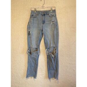 American Eagle Outfitters Womens Size 2 Distressed Ripped Light Wash Denim Jeans